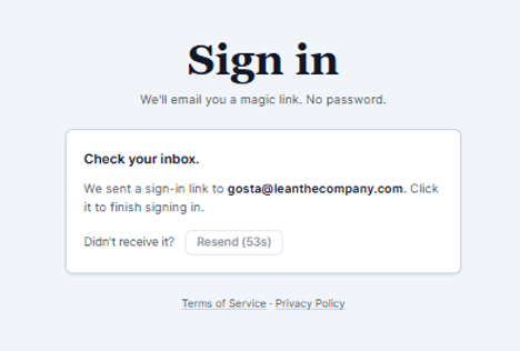 Figure 1.2 — Check your inbox for the email from LeanTheCompany — and confirm your email.